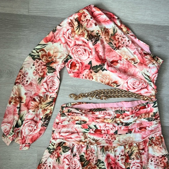 Satiny Floral "Two-Piece" Maxi Dress | EUC Size L - Picture 3 of 12